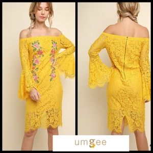 Umgee Lace Dress With Floral Embroidery